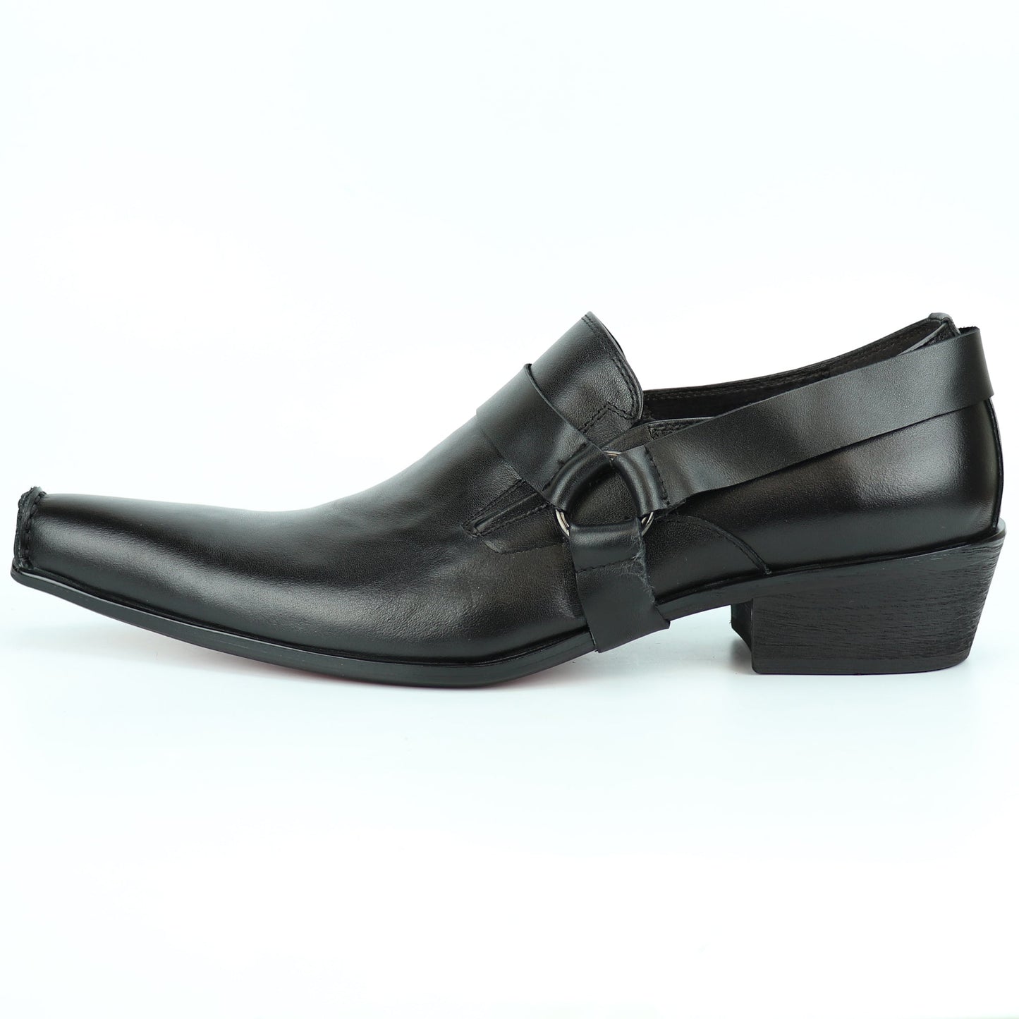 FI-7278 Black Leather Shoe Pointed Toe Slip on Fiesso by Aurelio Garcia