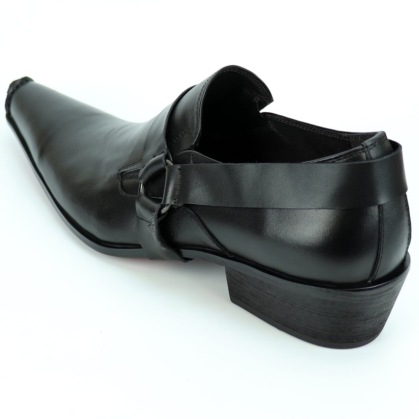 FI-7278 Black Leather Shoe Pointed Toe Slip on Fiesso by Aurelio Garcia