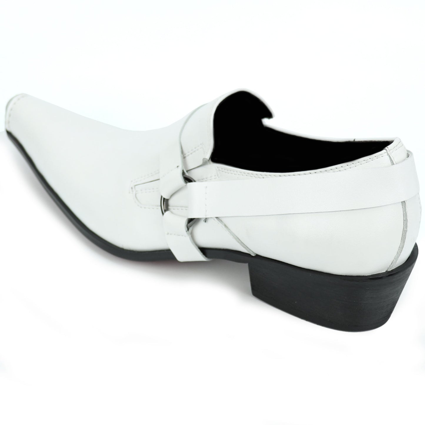 FI-7278 White Leather Shoe Pointed Toe Slip on Fiesso by Aurelio Garcia