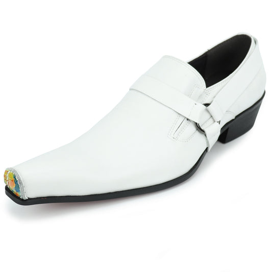 FI-7278 White Leather Shoe Pointed Toe Slip on Fiesso by Aurelio Garcia