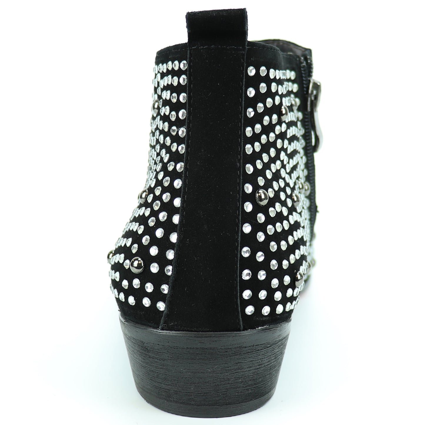 FI-7284 Black Suede Rhinestones Boot with Side Zipper Fiesso by Aurelio Garcia