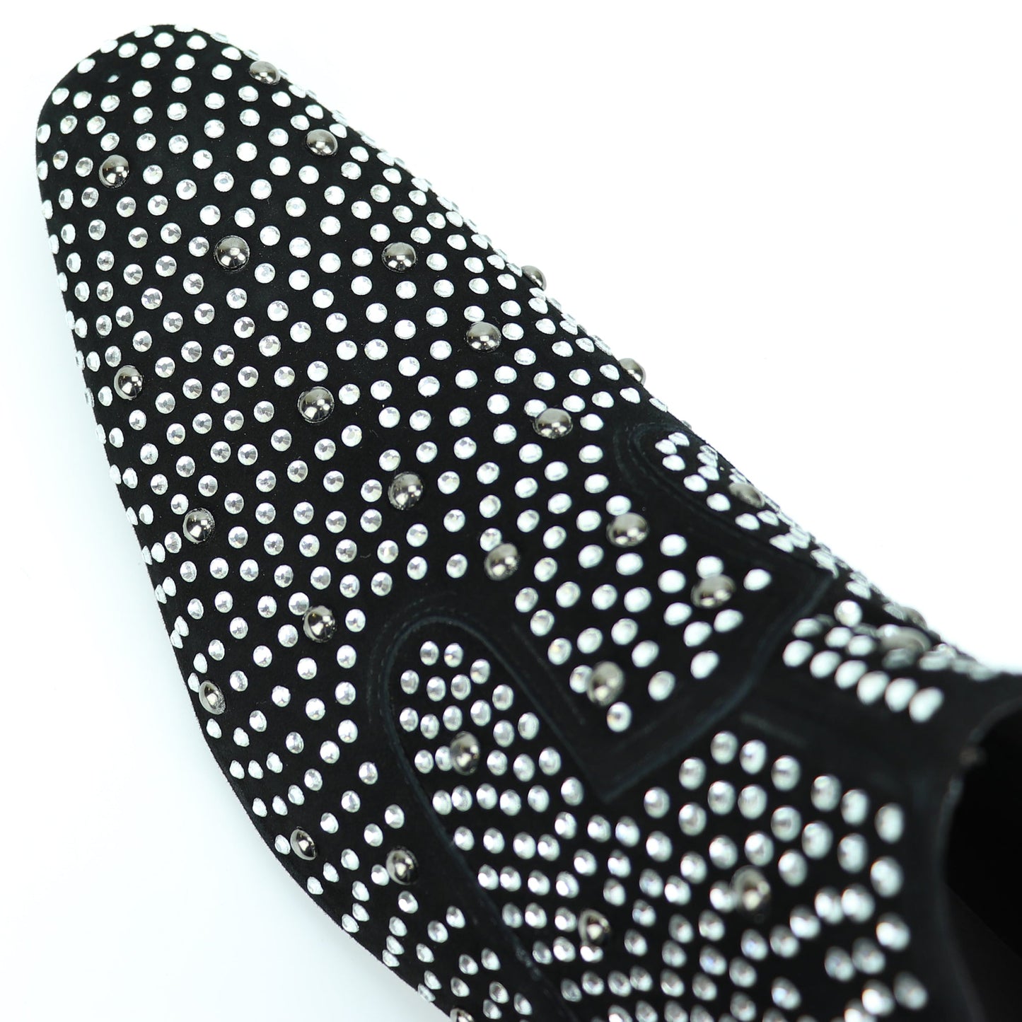 FI-7284 Black Suede Rhinestones Boot with Side Zipper Fiesso by Aurelio Garcia