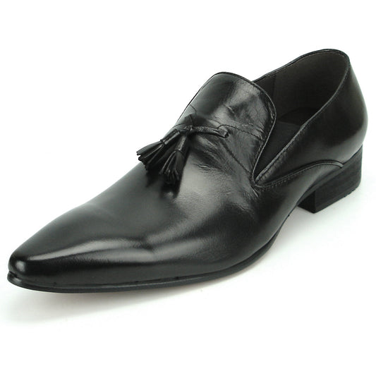 FI-7287 Black Leather Slip on With Tassel Fiesso by Aurelio Garcia