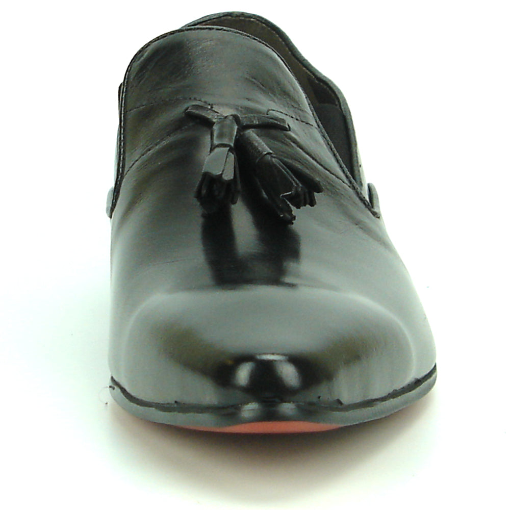 FI-7287 Black Leather Slip on With Tassel Fiesso by Aurelio Garcia
