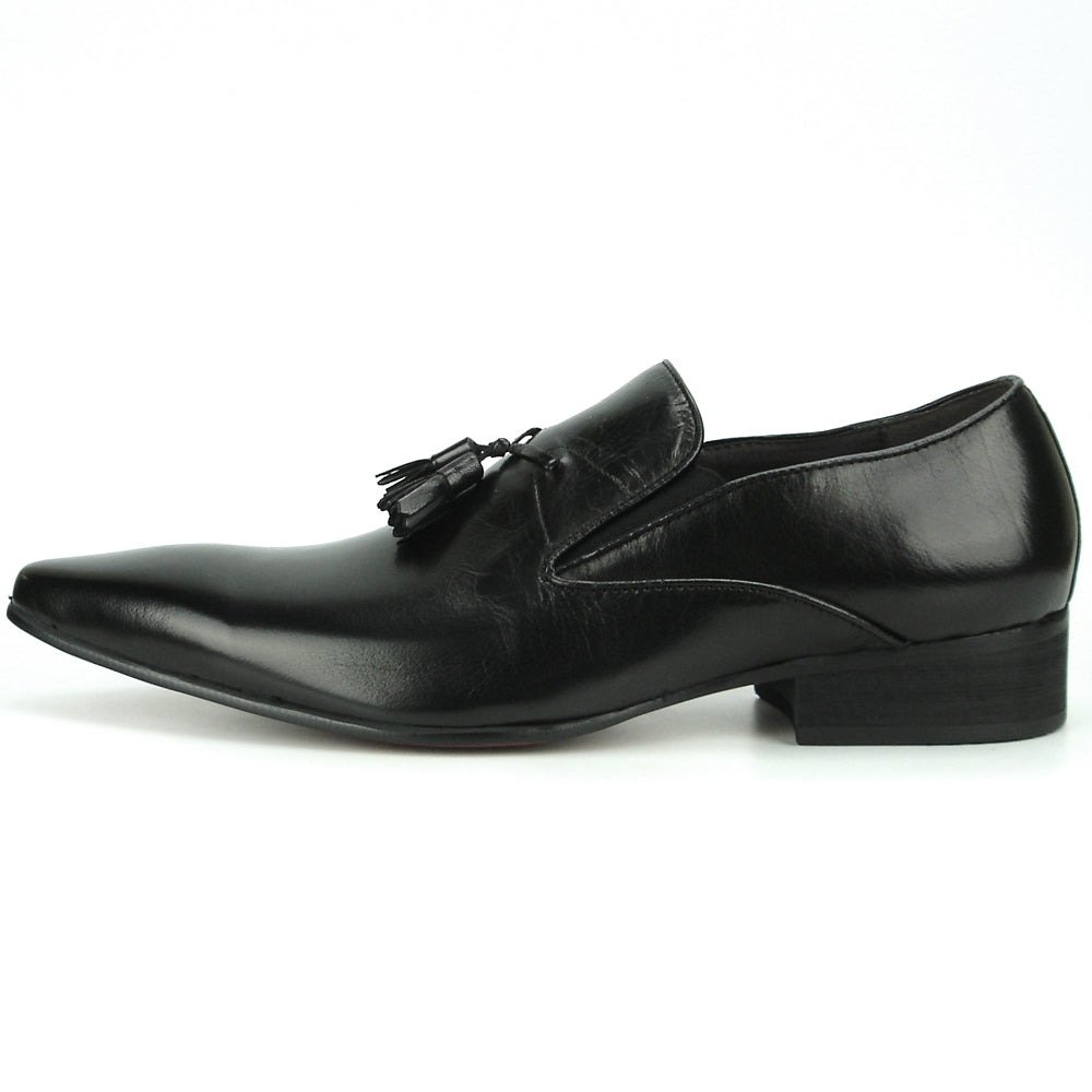 FI-7287 Black Leather Slip on With Tassel Fiesso by Aurelio Garcia