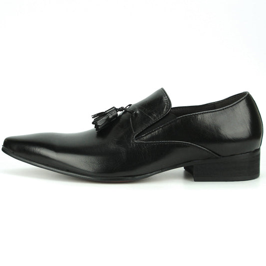 FI-7287 Black Leather Slip on With Tassel Fiesso by Aurelio Garcia