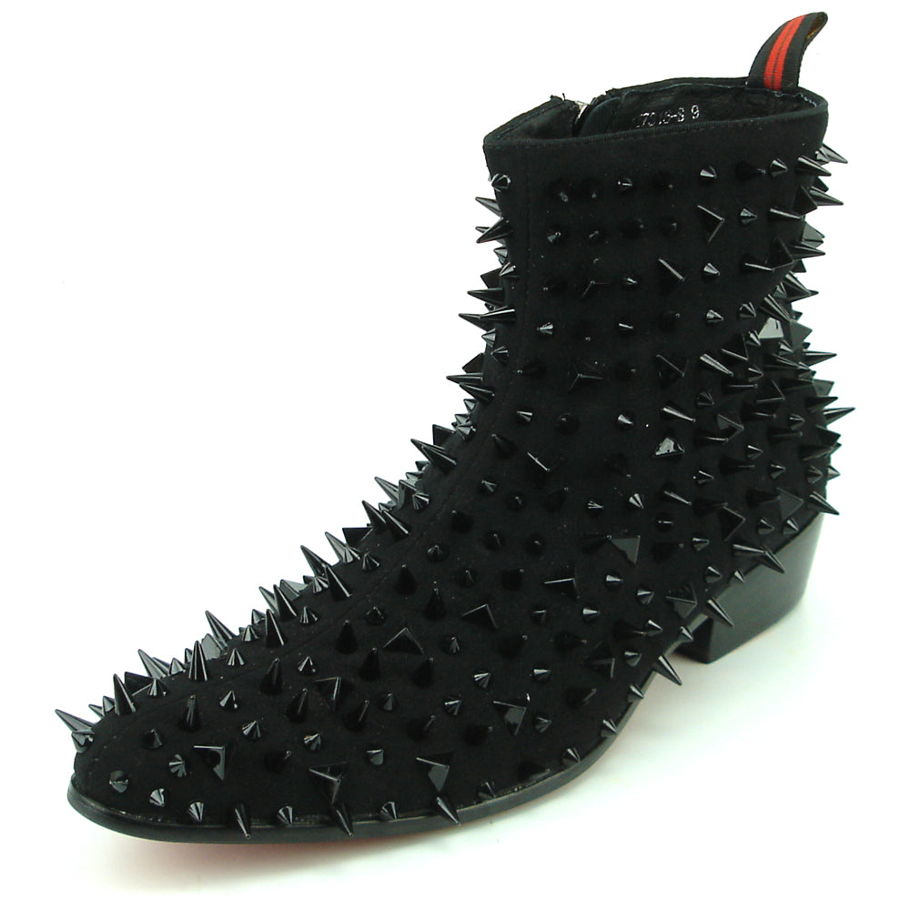 FI-7316-S Black Suede Black Spikes Boot Fiesso by Aurelio Garcia