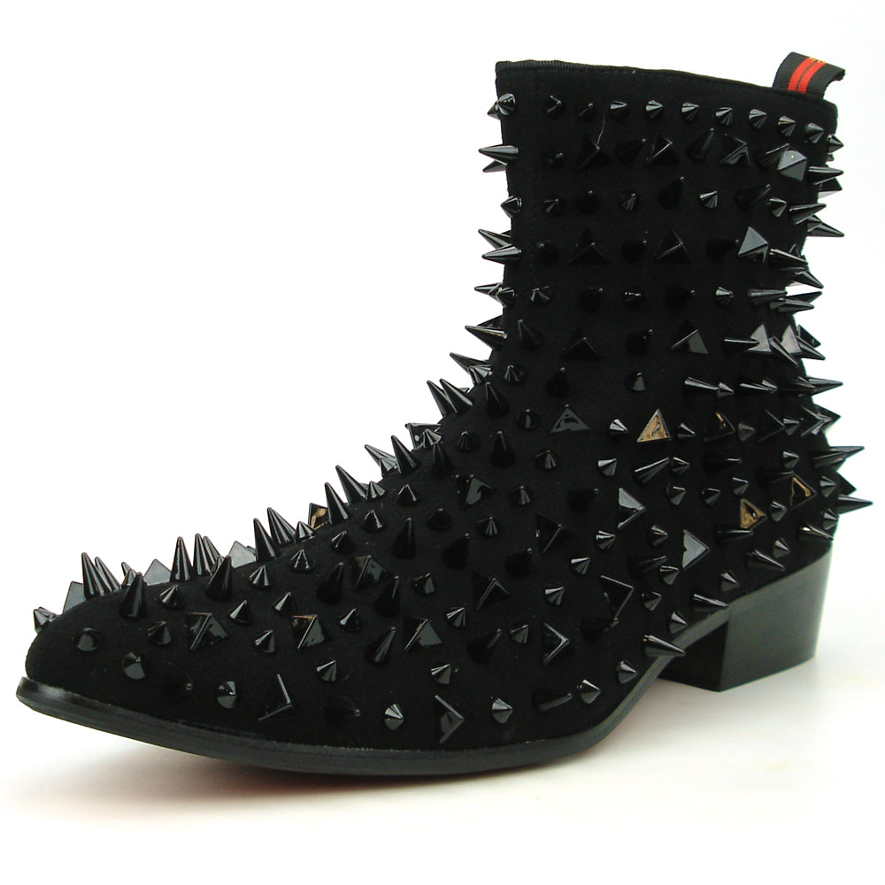 FI-7316-S Black Suede Black Spikes Boot Fiesso by Aurelio Garcia