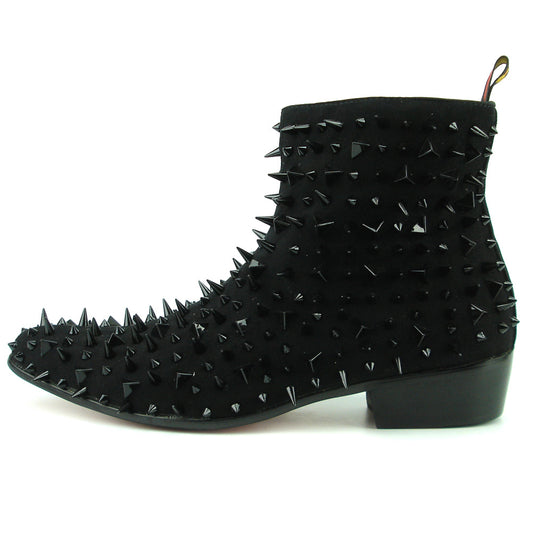 FI-7316-S Black Suede Black Spikes Boot Fiesso by Aurelio Garcia