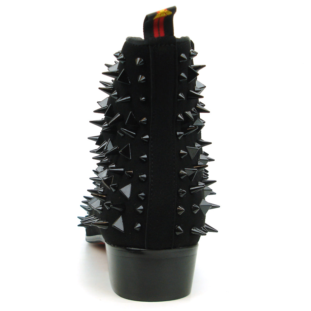 FI-7316-S Black Suede Black Spikes Boot Fiesso by Aurelio Garcia