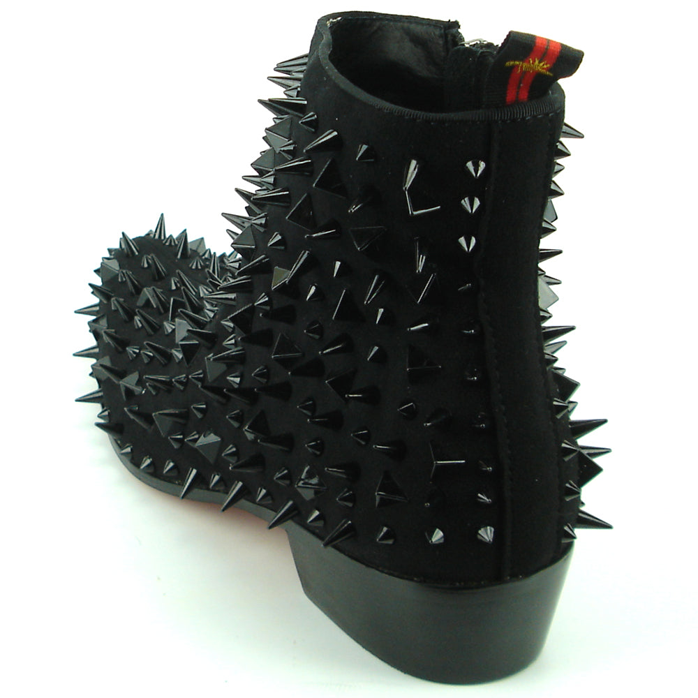FI-7316-S Black Suede Black Spikes Boot Fiesso by Aurelio Garcia