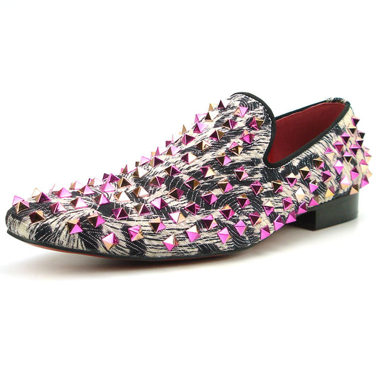 FI-7496 Multi Color Spikes Slip on Loafer Fiesso by Aurelio Garcia
