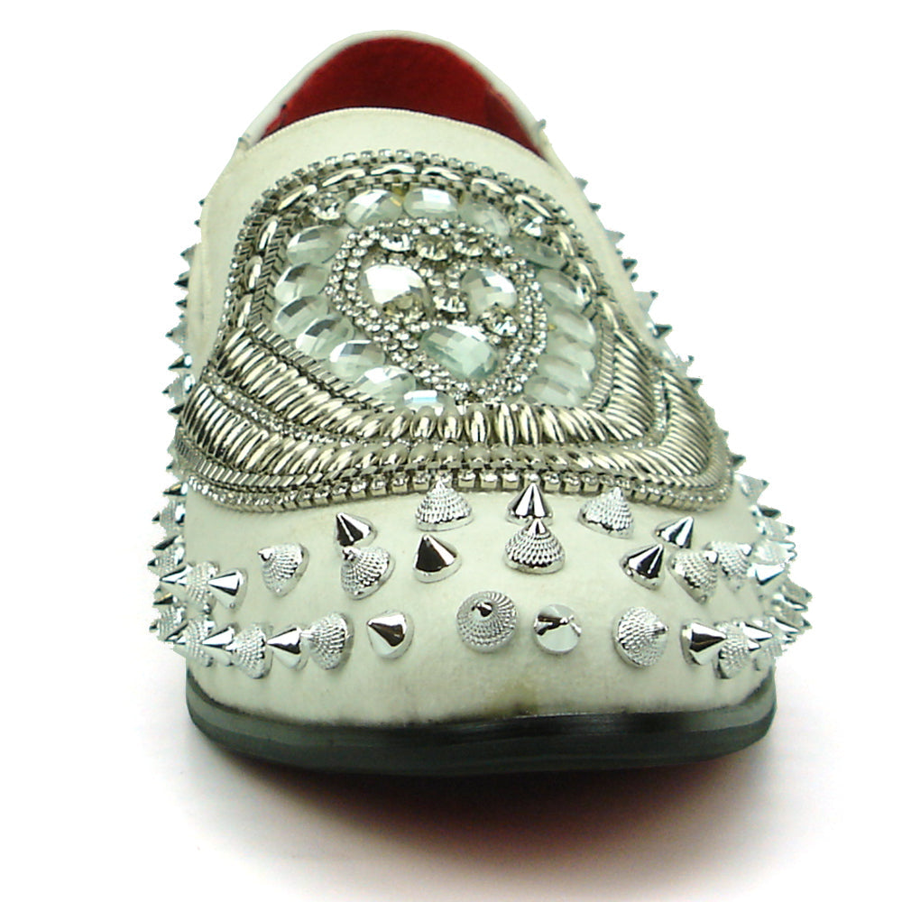 FI-7500 White Suede Diamonds Silver Spikes Fiesso by Aurelio Garcia