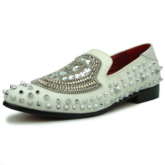 FI-7500 White Suede Diamonds Silver Spikes Fiesso by Aurelio Garcia
