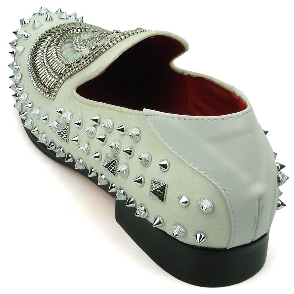 FI-7500 White Suede Diamonds Silver Spikes Fiesso by Aurelio Garcia