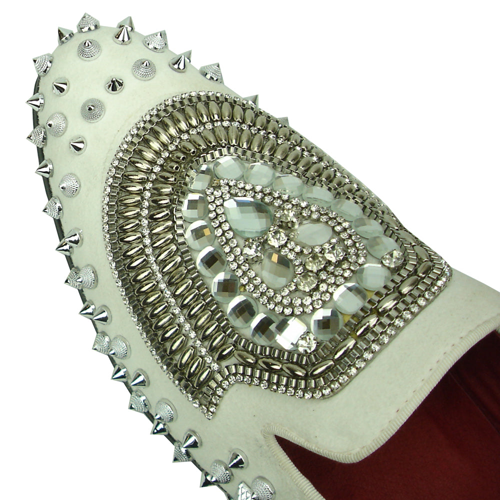 FI-7500 White Suede Diamonds Silver Spikes Fiesso by Aurelio Garcia
