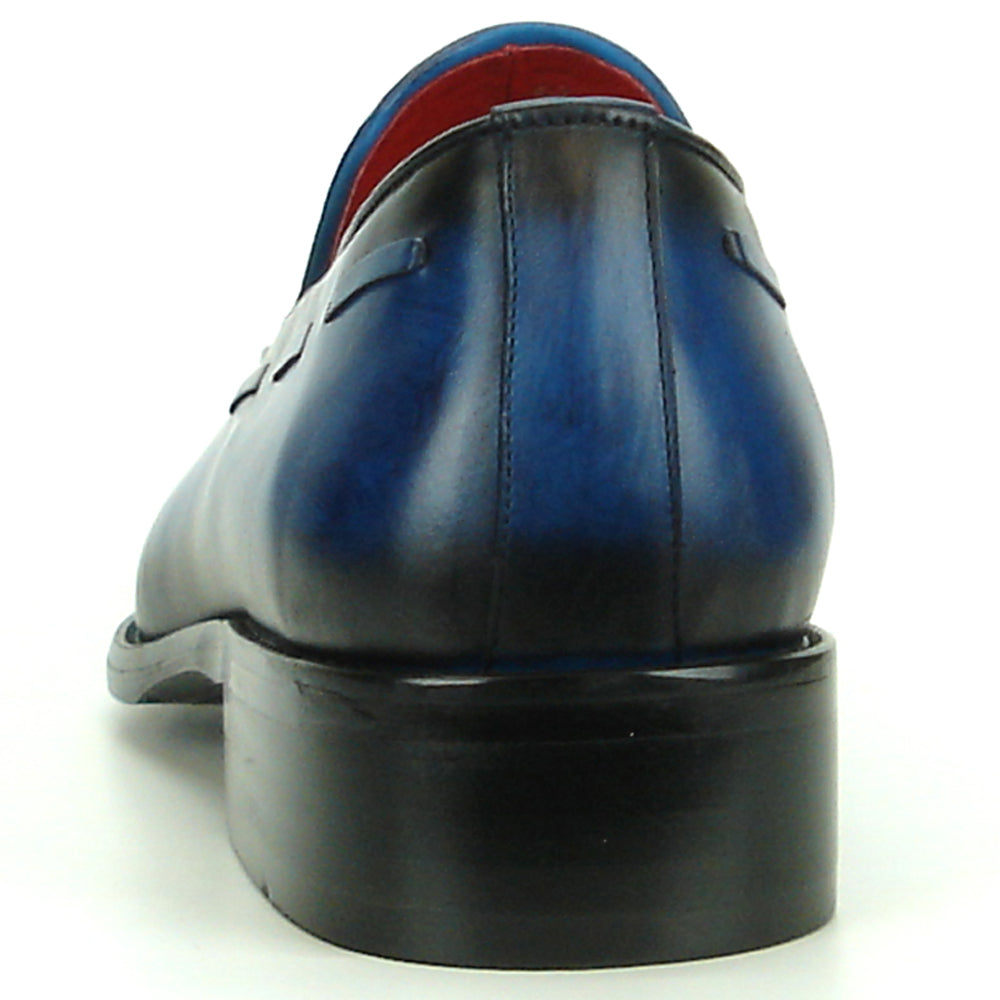 FI-8701 Navy Blue Leather Slip on with Tassel Fiesso by Aurelio Garcia