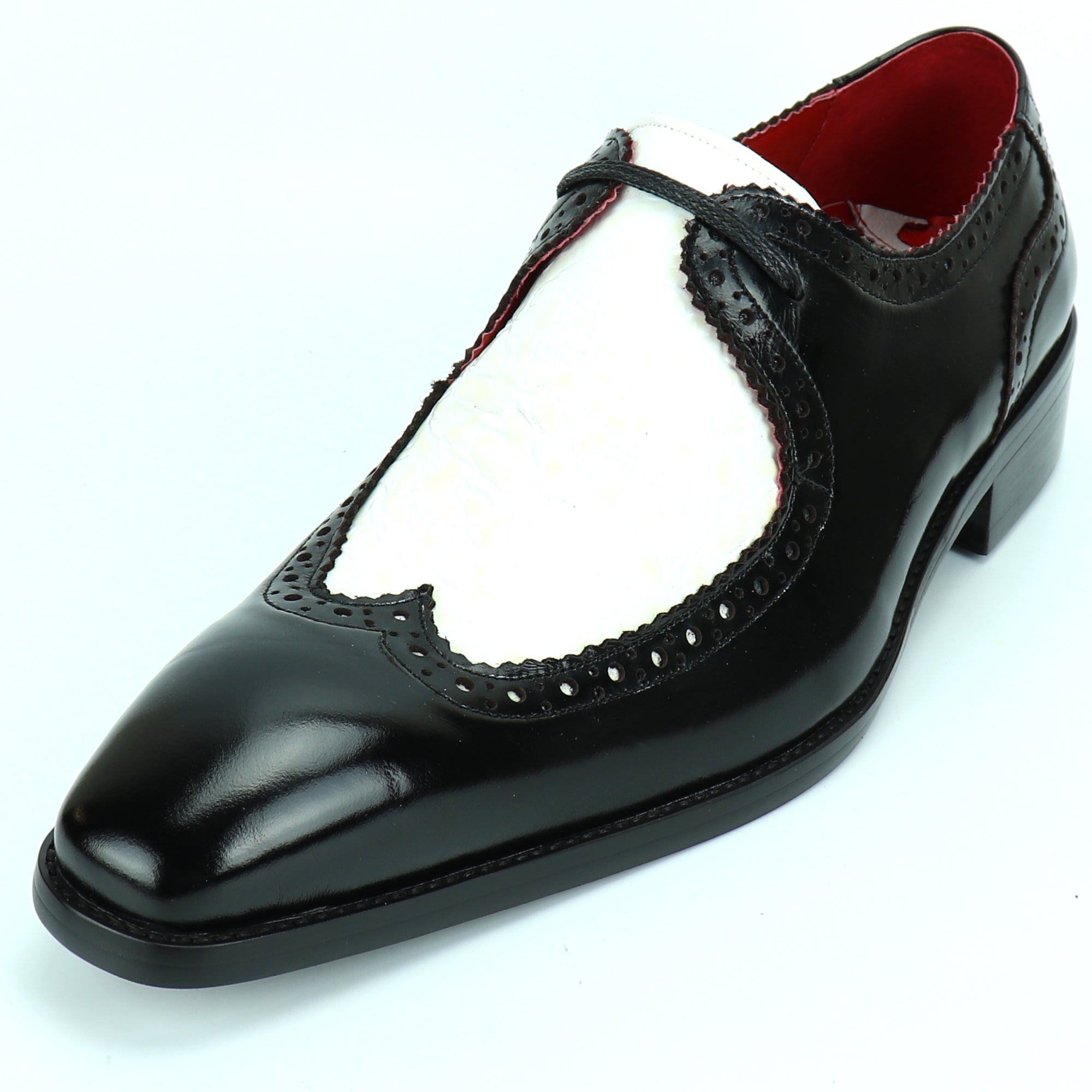 FI-8704 Black White Wing Tip Encore by Fiesso – Fiesso Shoes