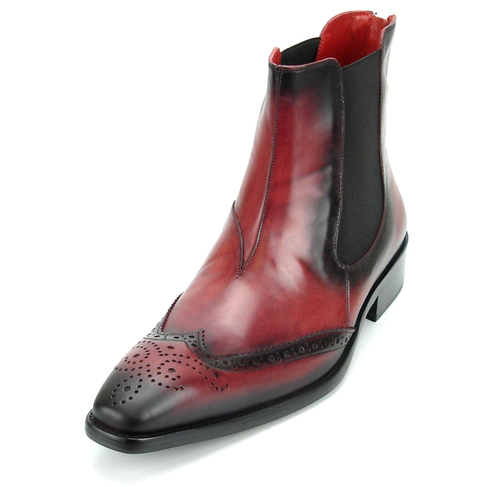 FI-8708 Burgundy Leather Wing Tip Boot Fiesso by Aurelio Garcia