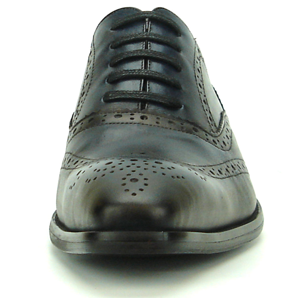 FI-8710 Genuine Black Leather Wing Tip Lace up Encore by Fiesso