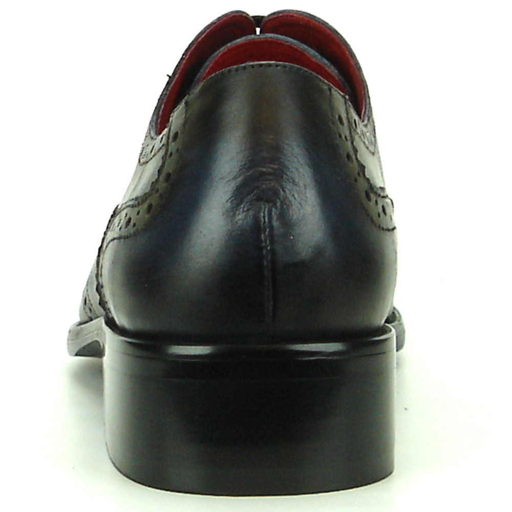FI-8710 Genuine Black Leather Wing Tip Lace up Encore by Fiesso