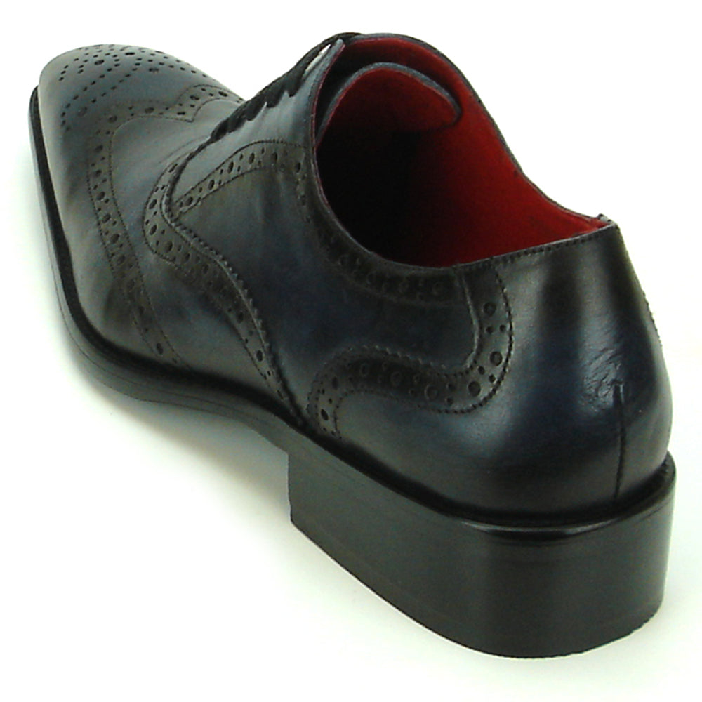 FI-8710 Genuine Black Leather Wing Tip Lace up Encore by Fiesso