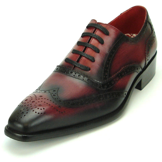 FI-8710 Genuine Burgundy Leather Wing Tip Lace up Encore by Fiesso