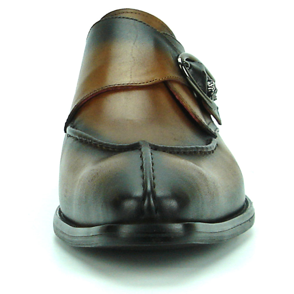 FI-8712 Genuine Coffee Leather Side Buckle Monk Strap Fiesso by Aurelio