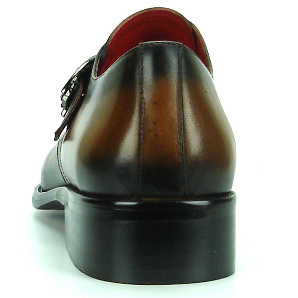 FI-8712 Genuine Coffee Leather Side Buckle Monk Strap Fiesso by Aurelio