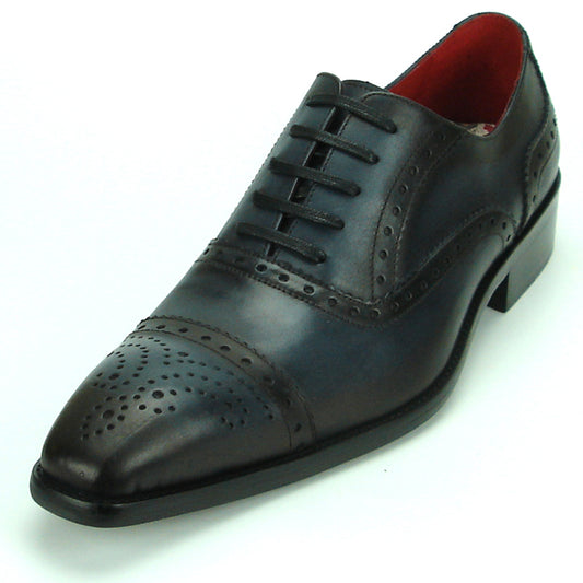 FI-8713 Black Leather Cap Toe Lace up Encore by Fiesso