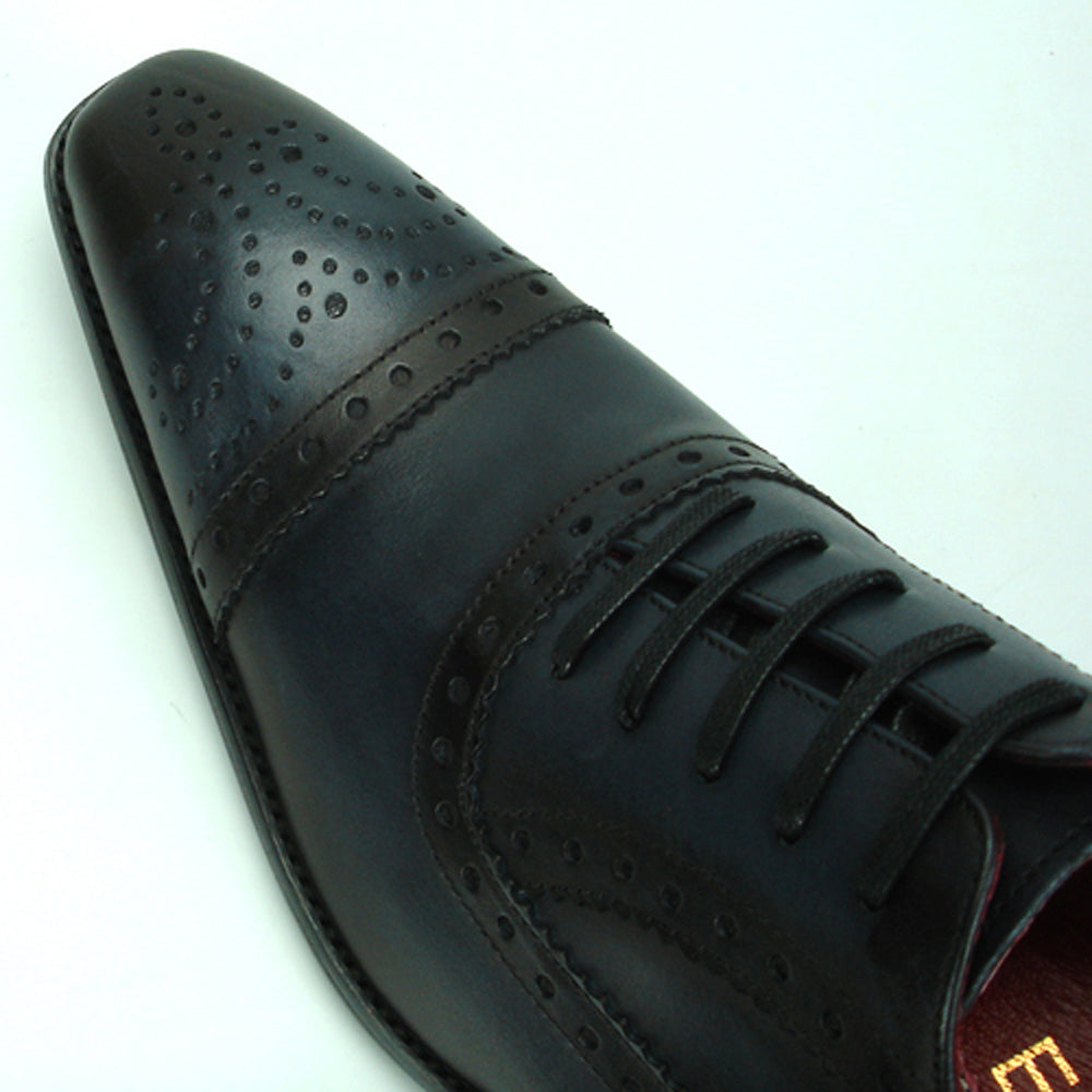 FI-8713 Black Leather Cap Toe Lace up Encore by Fiesso