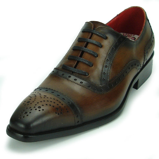 FI-8713 Coffee Leather Cap Toe Lace up Encore by Fiesso