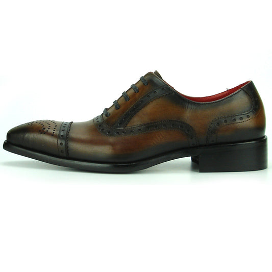 FI-8713 Coffee Leather Cap Toe Lace up Encore by Fiesso