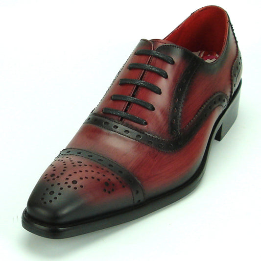 FI-8713 Burgundy Leather Cap Toe Lace up Encore by Fiesso