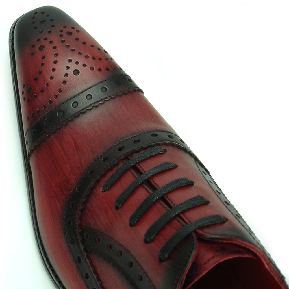 FI-8713 Burgundy Leather Cap Toe Lace up Encore by Fiesso