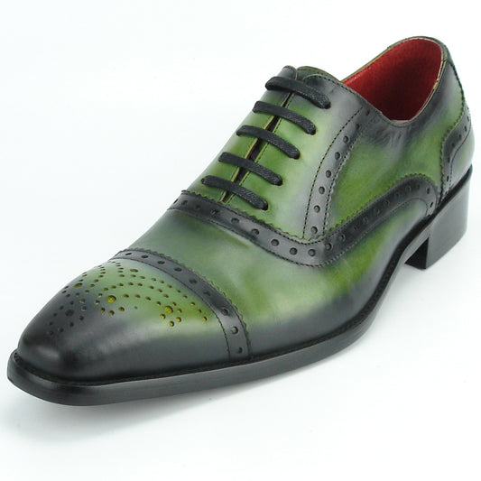 FI-8713 Green Leather Cap Toe Lace up Encore by Fiesso