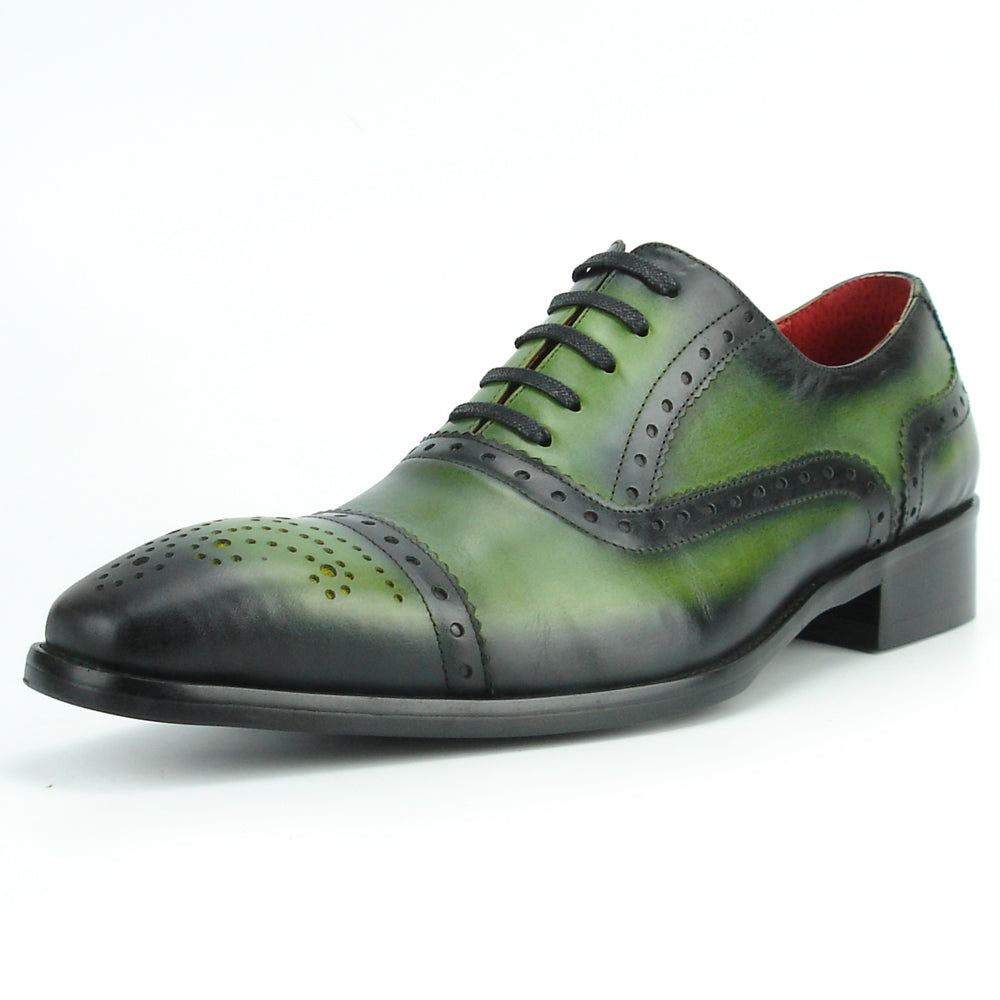 FI-8713 Green Leather Cap Toe Lace up Encore by Fiesso