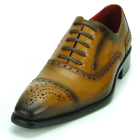 FI-8713 Tan Leather Cap Toe Lace up Encore by Fiesso