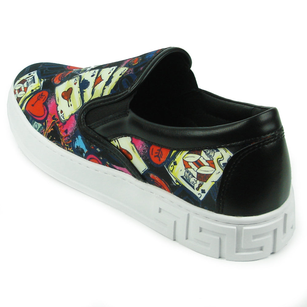 FI-2344 Ace of Hearts Print Slip on Low Cut Sneaker Encore by Fiesso