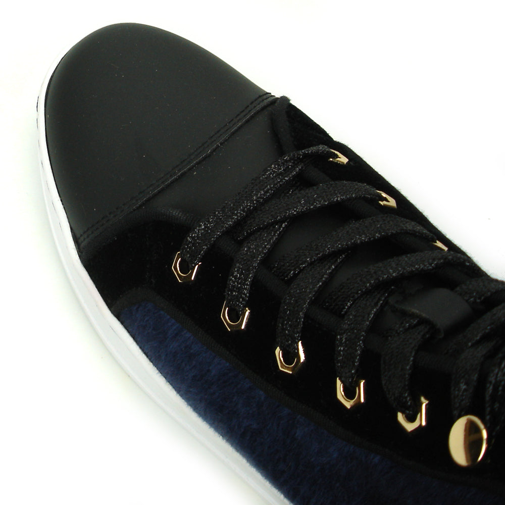 FI-2348 Black Blue High top Sneaker Gold Spikes Encore by Fiesso