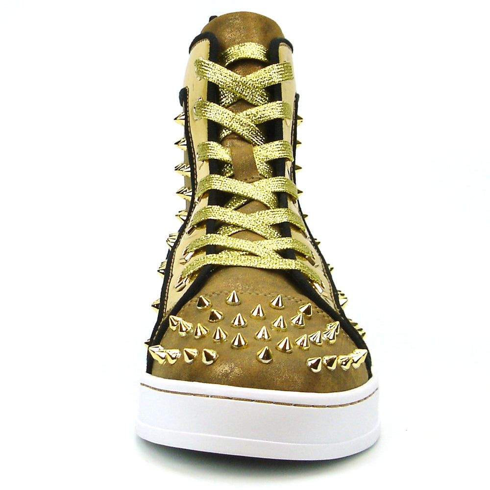 FI-2364 Gold Suede Gold Spikes High top Sneaker Encore by Fiesso
