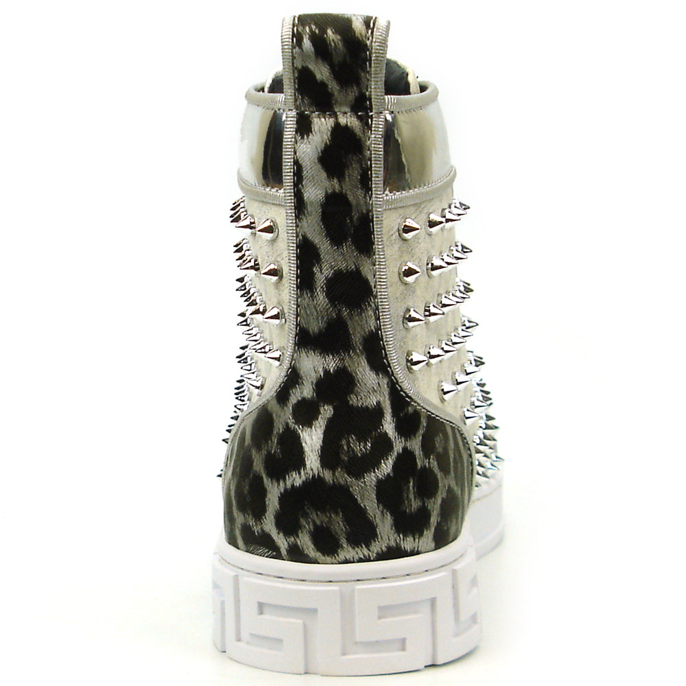 FI-2364 Silver Suede Silver Spikes High top Sneaker Encore by Fiesso