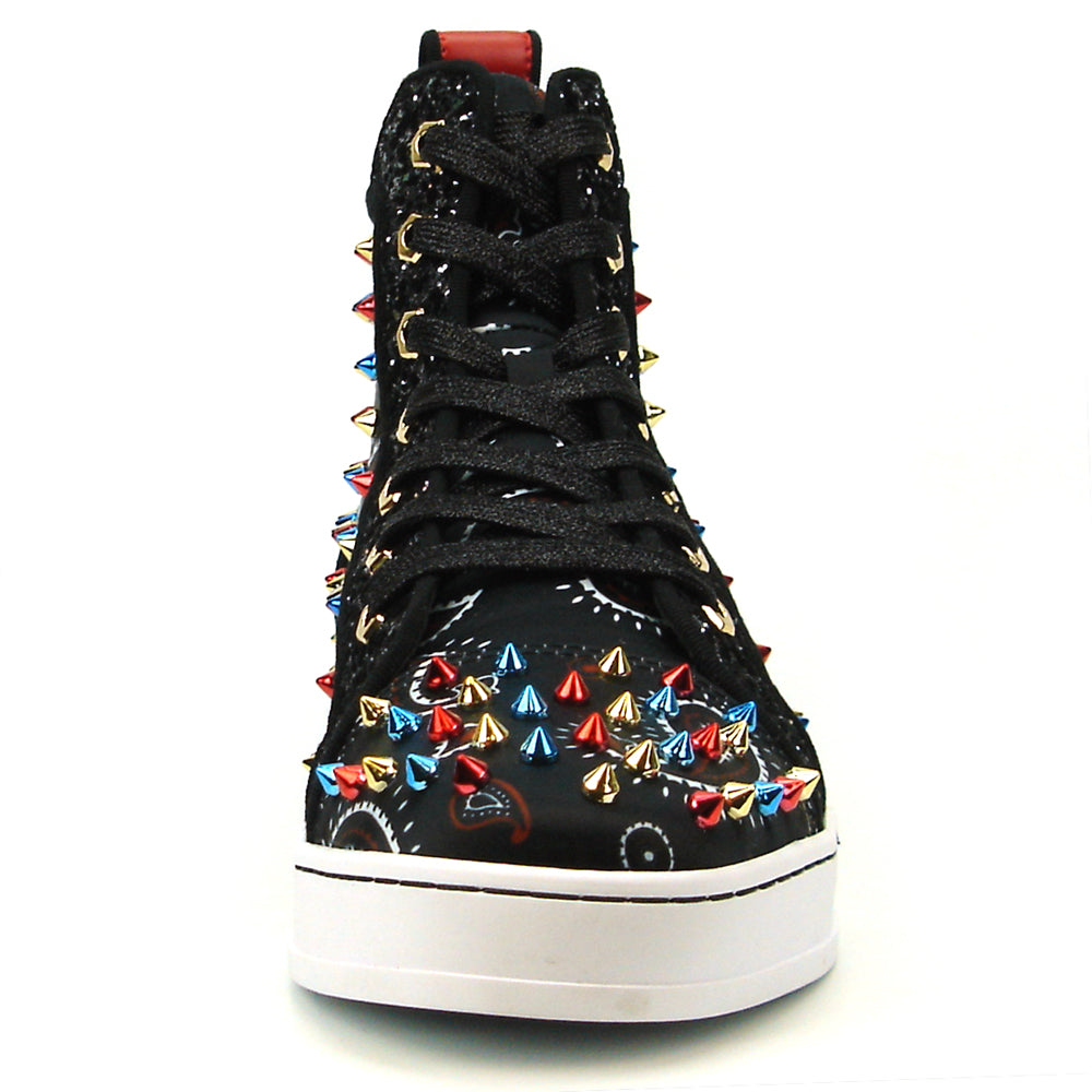 FI-2365 Black Red Multi High top Sneaker Encore by Fiesso