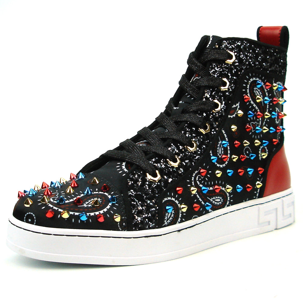 FI-2365 Black Red Multi High top Sneaker Encore by Fiesso