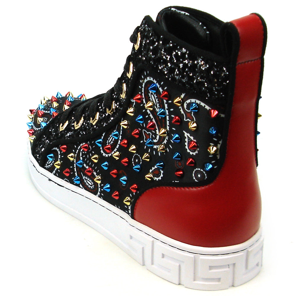 FI-2365 Black Red Multi High top Sneaker Encore by Fiesso