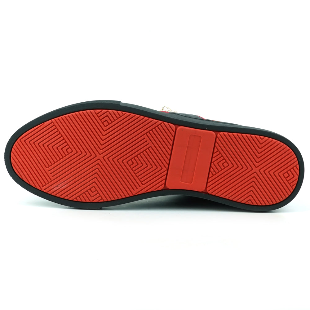 FI-2385 Black Gold Lace up High top Sneaker Encore by Fiesso