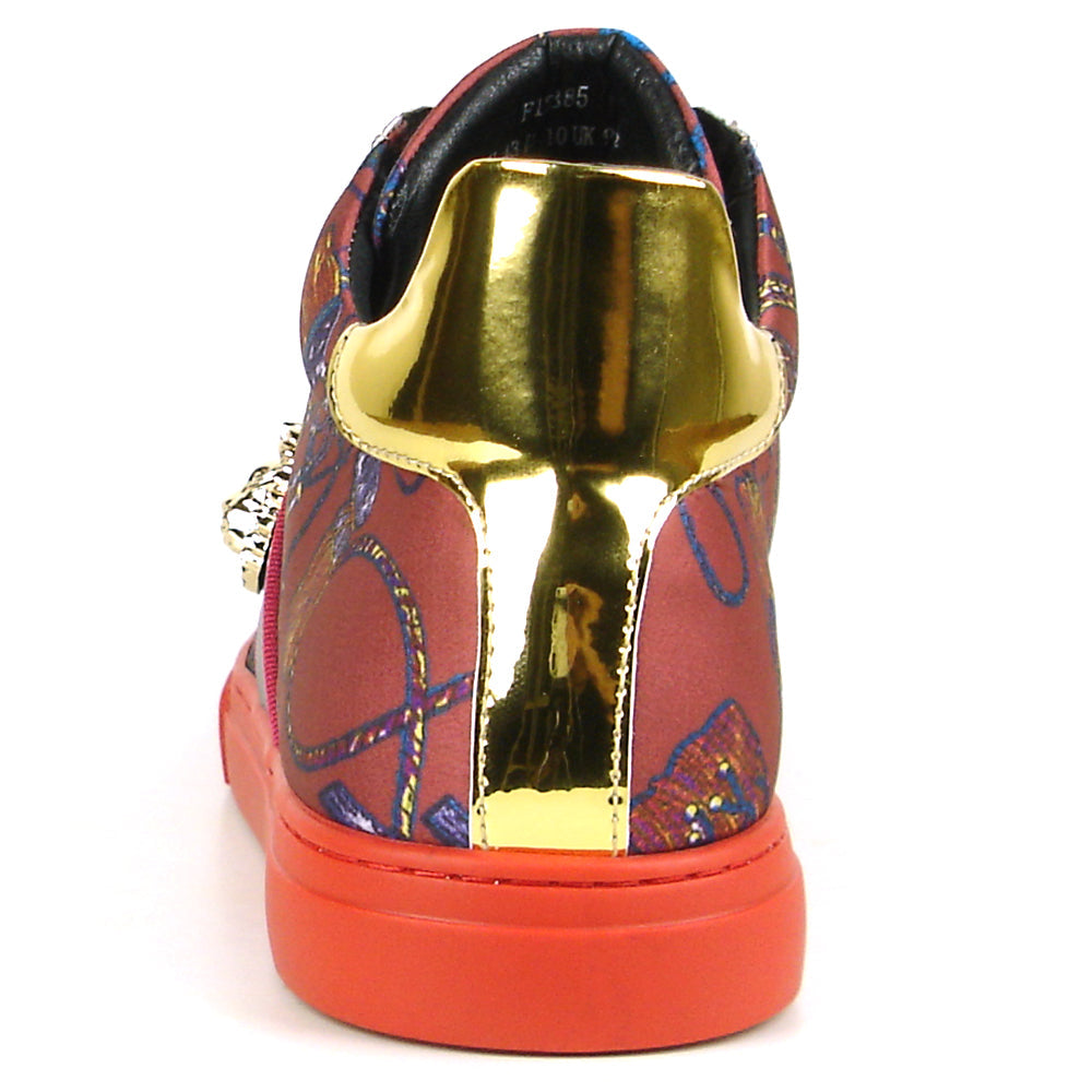FI-2385 Burgundy Gold Lace up High top Sneaker Encore by Fiesso
