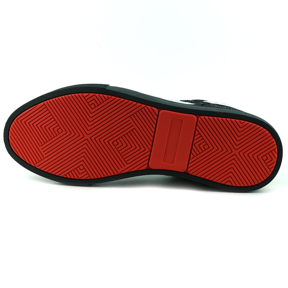 FI-2402 Black White Suede and Rhinestones High Top Sneaker Encore by Fiesso