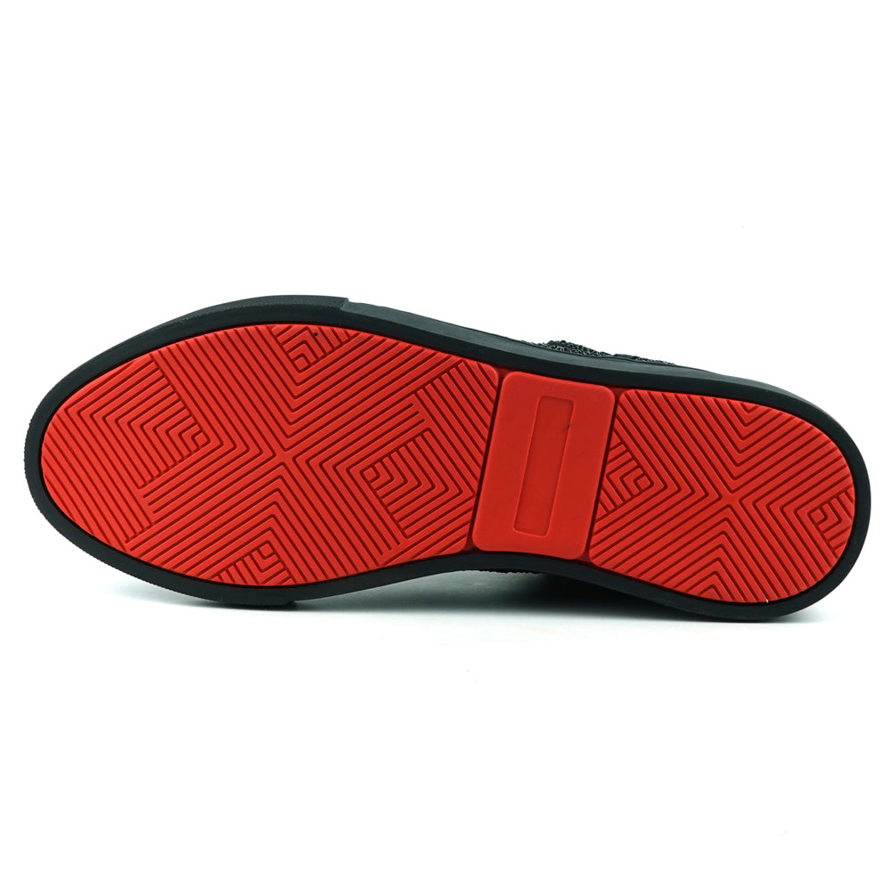 FI-2402 Black Suede Black Rhinestones High Top Sneaker Encore by Fiesso