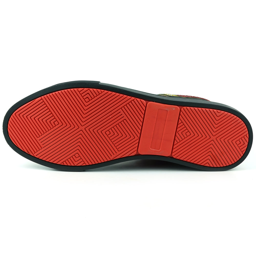 FI-2402 Red Gold Suede Red Gold Rhinestones High Top Sneaker Encore by Fiesso